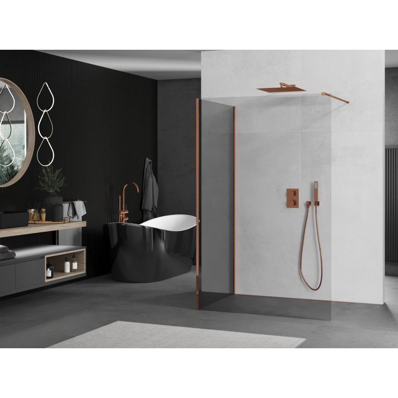 Mexen Kioto Walk-in Shower Wall 120 x 75 cm, Transparent, Rose Gold - 800-120-212-60-00-075