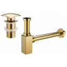 Mexen square washbasin half-trap with click-clack plug, without overflow, gold - 7991660-50