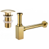 Mexen square washbasin siphon with a click-clack plug, without overflow, Gold - 7991660-50