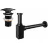 Mexen square basin bottle trap with click-clack plug, no overflow, black - 7991660-70
