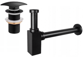 Mexen square basin bottle trap with click-clack plug, no overflow, black - 7991660-70