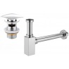 Mexen square basin semi-siphon with click-clack plug, with overflow, chrome - 7992660-00