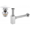Mexen square washbasin siphon with a click-clack plug and overflow, Chrome - 7992660-00
