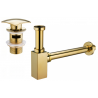 Mexen square basin semi-siphon with click-clack pop-up waste, with overflow, gold - 7992660-50