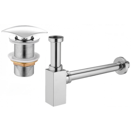 Mexen Square washbasin semi-siphon with click-clack plug, without overflow, chrome - 7991660-00