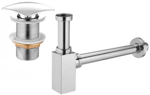 Mexen Square washbasin semi-siphon with click-clack plug, without overflow, chrome - 7991660-00