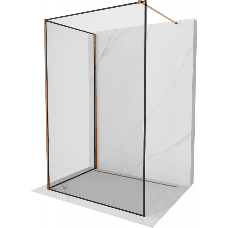 Mexen Kioto Walk-in Shower Screen 110 x 70 cm, Black Frame, Pink Gold - 800-110-212-60-70-070