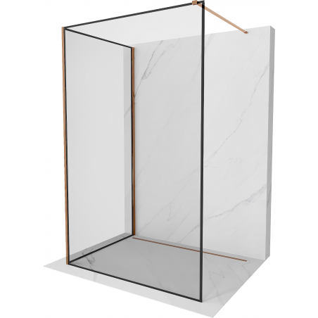 Mexen Kioto Walk-in Shower Wall 140 x 70 cm, Black Frame, Rose Gold - 800-140-212-60-70-070