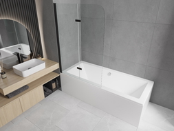 Mexen Felix 2-wing bathtub screen 80 x 140 cm, Transparent, Black - 890-080-002-70-00