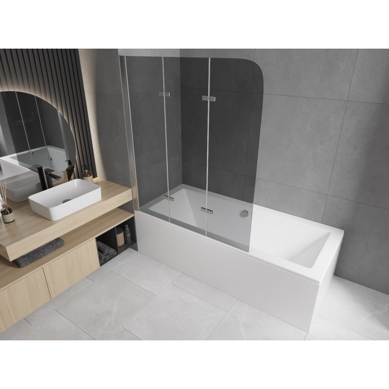 Mexen Felix 3-panel bathtub screen 120 x 140 cm, graphite, chrome - 890-120-003-01-40