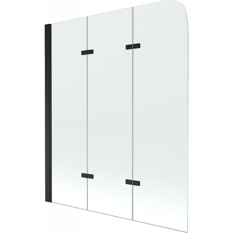 Mexen Felix 3-panel bath screen 120 x 140 cm, transparent, black - 890-120-003-70-00