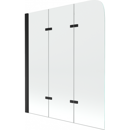 Mexen Felix 3-panel bath screen 120 x 140 cm, transparent, black - 890-120-003-70-00