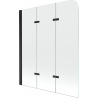 Mexen Felix 3-wing bathtub screen 120 x 140 cm, Transparent, Black - 890-120-003-70-00