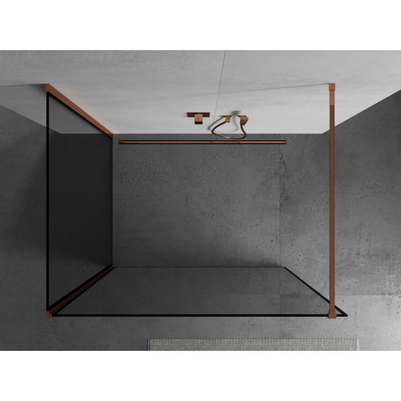 Mexen Kioto Walk-in shower wall 140 x 100 cm, black frame, rose gold - 800-140-212-60-70-100