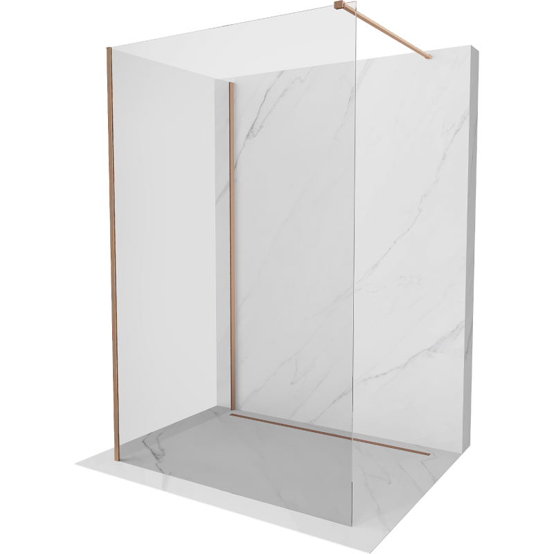 Mexen Kioto Walk-in Shower Wall 140 x 75 cm, Transparent, Brushed Copper - 800-140-212-65-00-075