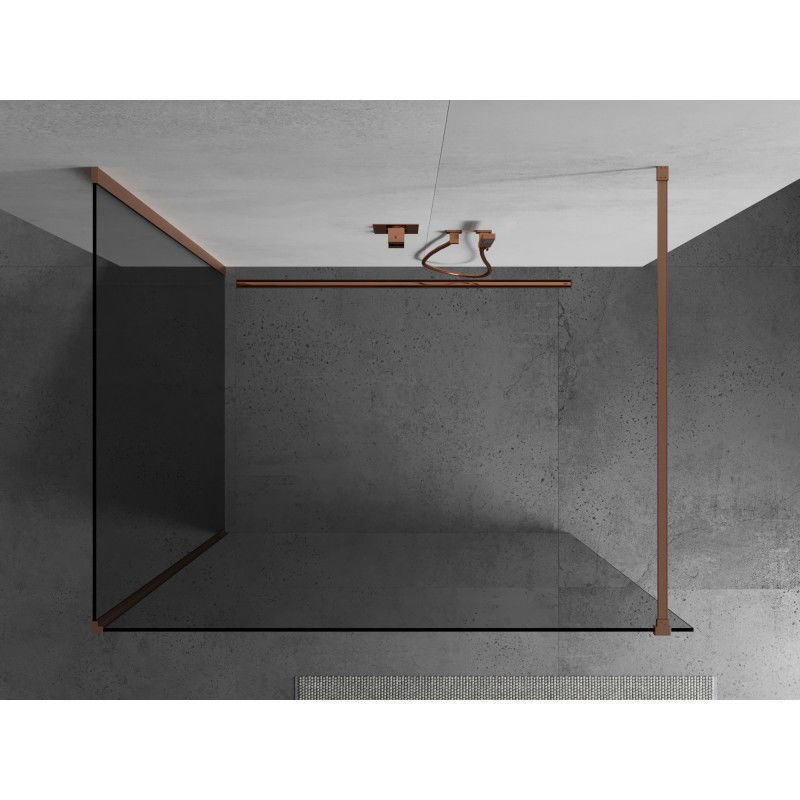 Mexen Kioto Walk-in Shower Screen 120 x 75 cm, Transparent, Brushed Copper - 800-120-212-65-00-075