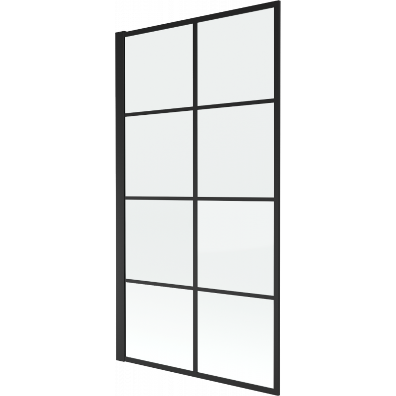 Mexen Alex 1-panel bathtub screen 80 x 140 cm, black grid - 893-080-001-70-77