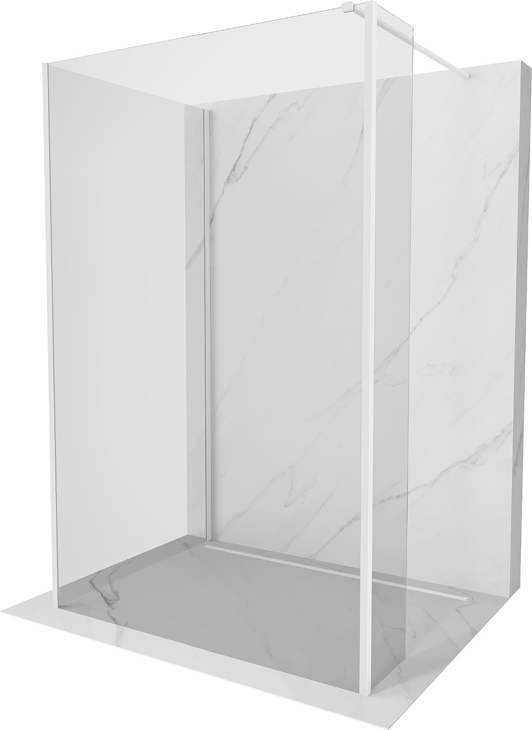 Mexen Kioto Walk-in Shower Wall 135 x 80 x 40 cm, transparent, white - 800-135-080-221-20-00-040