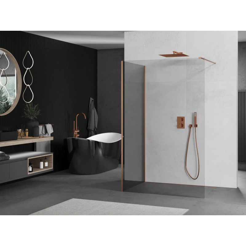 Mexen Kioto Walk-in Shower Wall 110 x 100 cm, transparent, brushed copper - 800-110-212-65-00-100