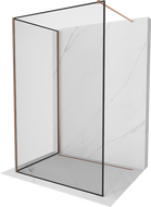Mexen Kioto shower wall Walk-in 130 x 70 cm, black frame, brushed copper - 800-130-212-65-70-070