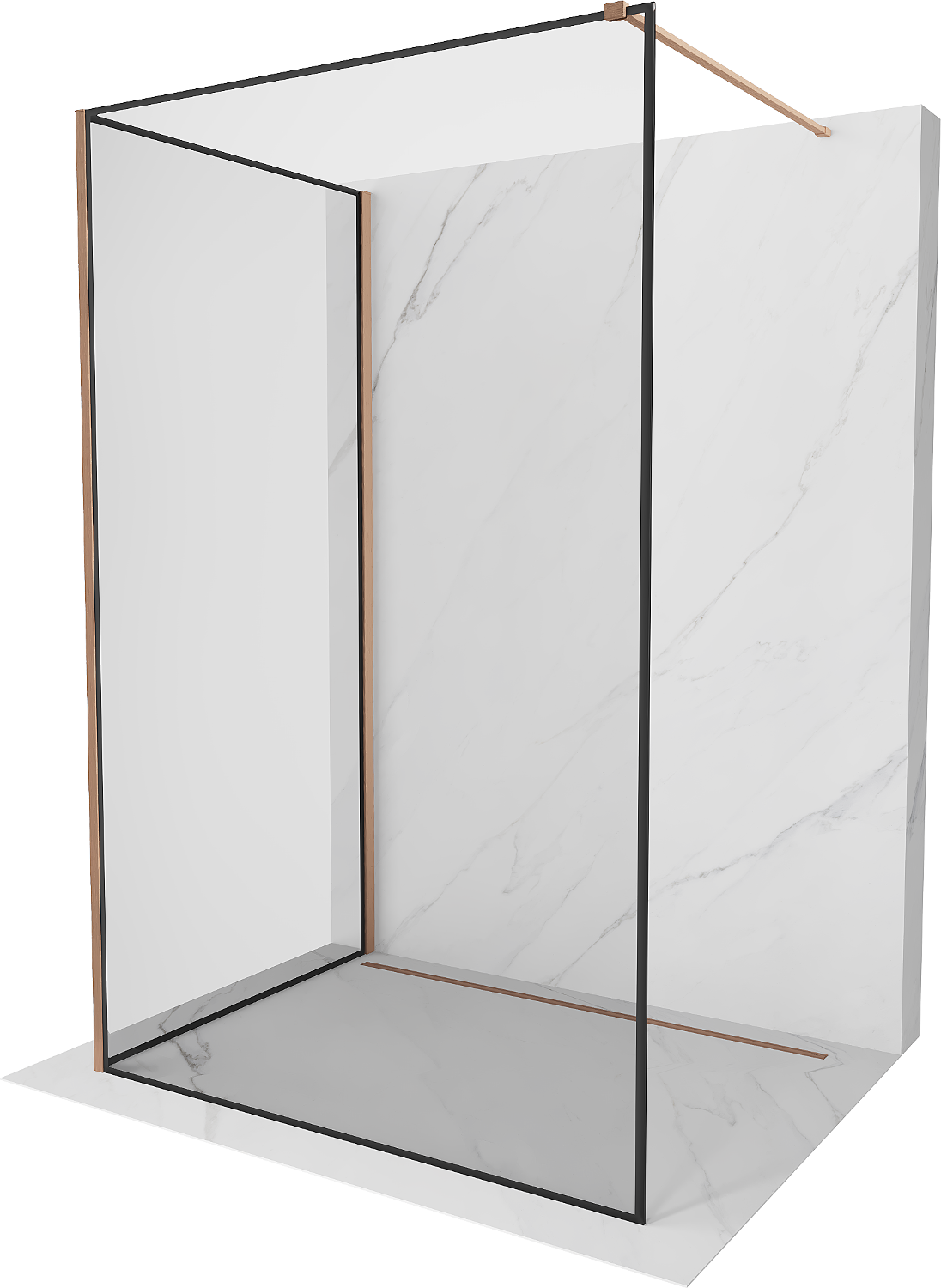 Mexen Kioto Walk-in Shower Wall 130 x 90 cm, Black Pattern, Brushed Bronze - 800-130-212-65-70-090