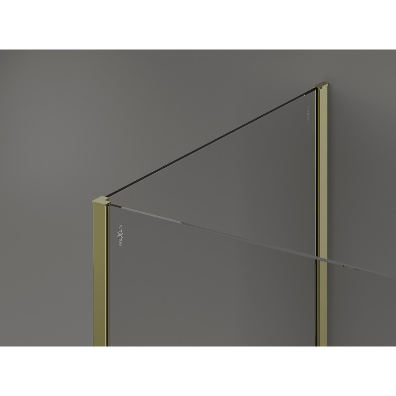 Mexen Kioto shower wall Walk-in 125 x 70 x 30 cm, transparent, gold - 800-125-070-221-50-00-030