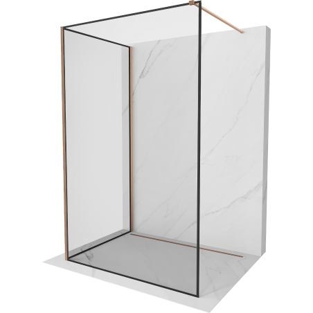 Mexen Kioto shower wall Walk-in 130 x 120 cm, black frame, brushed copper - 800-130-212-65-70-120