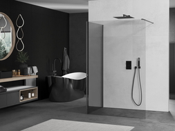 Mexen Kioto Walk-in Shower Wall 140 x 70 cm, Transparent, Gun Gray Brushed - 800-140-212-66-00-070