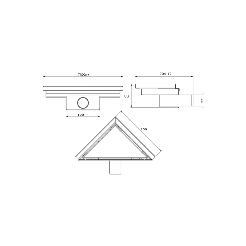 Mexen Flat-T M13 triangular floor drain 20 x 20 cm, inox - 1010320