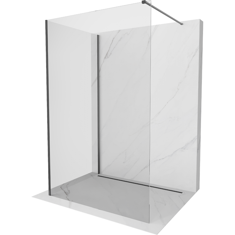 Mexen Kioto Walk-in Shower Screen 140 x 100 cm, Transparent, Brushed Gun Gray - 800-140-212-66-00-100