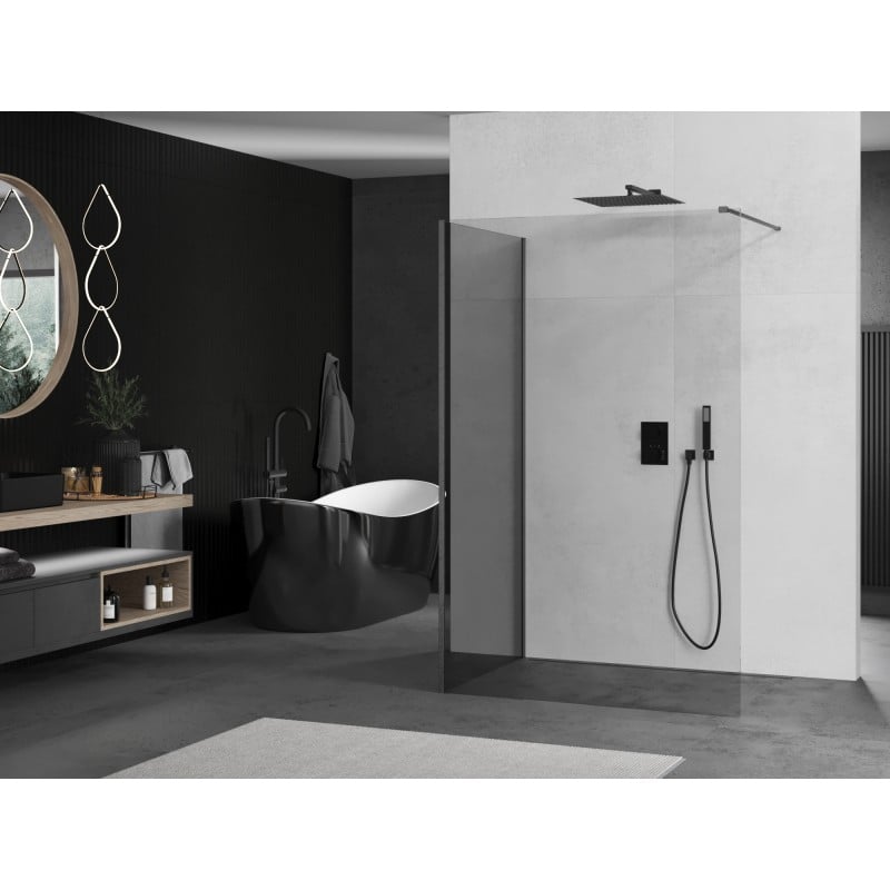 Mexen Kioto Walk-in Shower Wall 120 x 120 cm, Transparent, Brushed Gun Gray - 800-120-212-66-00-120
