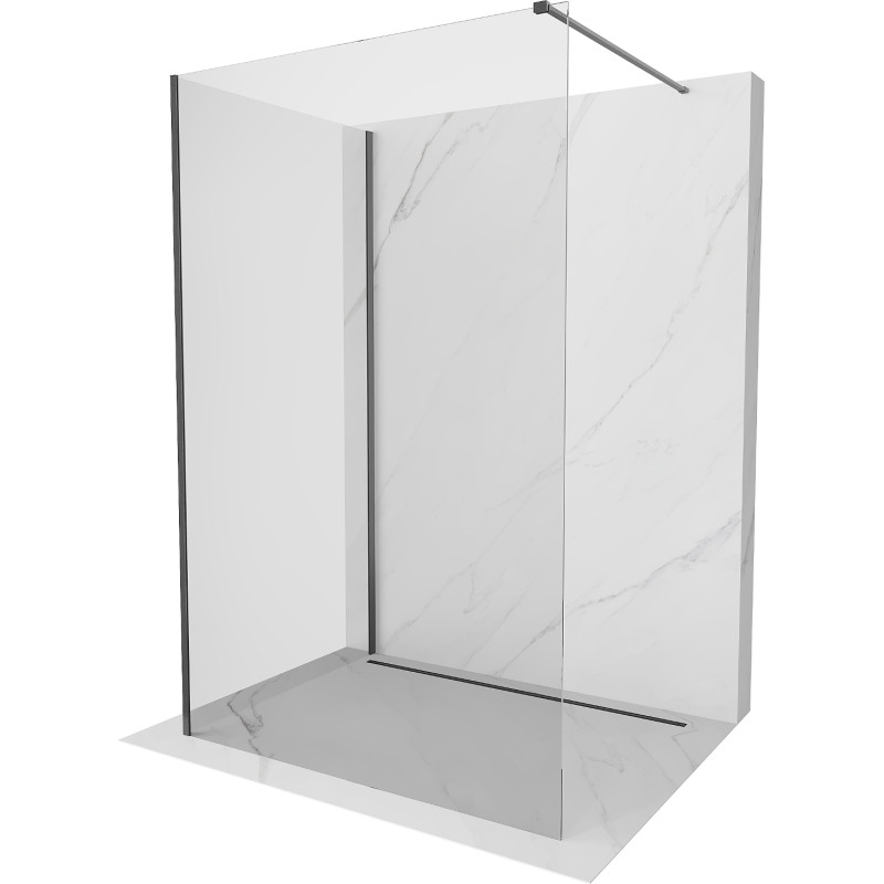 Mexen Kioto Walk-in Shower Screen 130 x 120 cm, Transparent, Brushed Gun Gray - 800-130-212-66-00-120