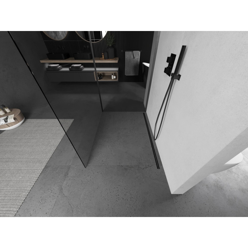 Mexen Kioto Walk-in Shower Screen 130 x 120 cm, Transparent, Brushed Gun Gray - 800-130-212-66-00-120