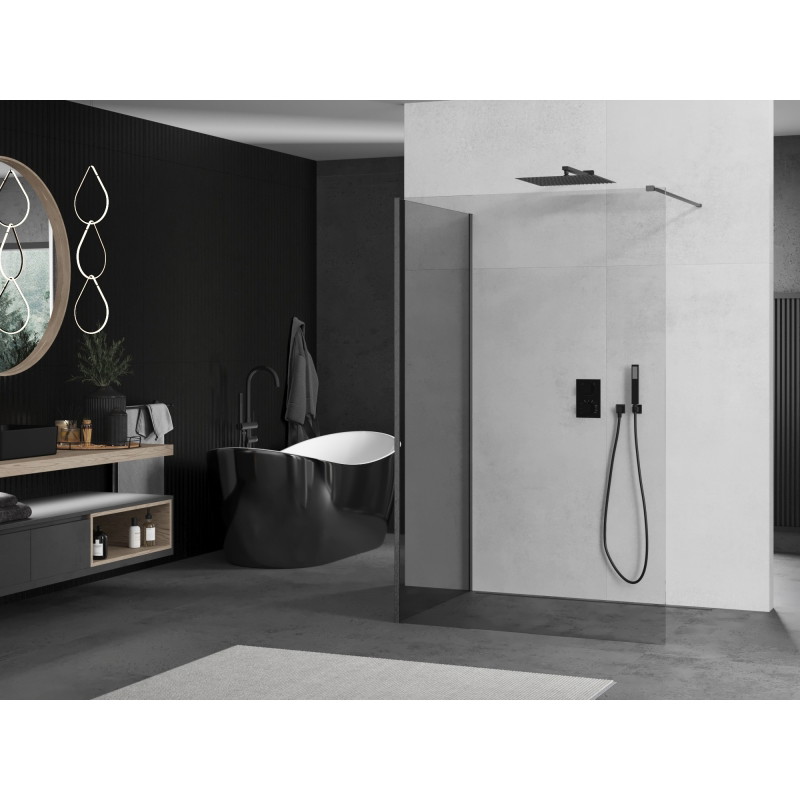 Mexen Kioto Walk-in Shower Screen 130 x 120 cm, Transparent, Brushed Gun Gray - 800-130-212-66-00-120