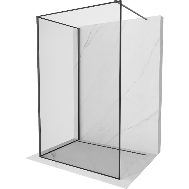 Mexen Kioto Walk-in Shower Wall 100 x 80 cm, Black Pattern, Brushed Gun Gray - 800-100-212-66-70-080