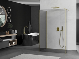 Mexen Kioto Walk-in Shower Wall 90 x 80 x 40 cm, transparent, gold - 800-090-080-221-50-00-040