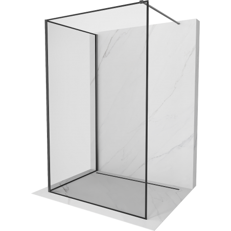 Mexen Kioto 140 x 80 cm Walk-in Shower Wall, Black Frame, Brushed Gun Gray - 800-140-212-66-70-080