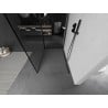 Mexen Kioto Walk-in Shower Wall 100 x 90 cm, Black Frame, Gun Gray Brushed - 800-100-212-66-70-090