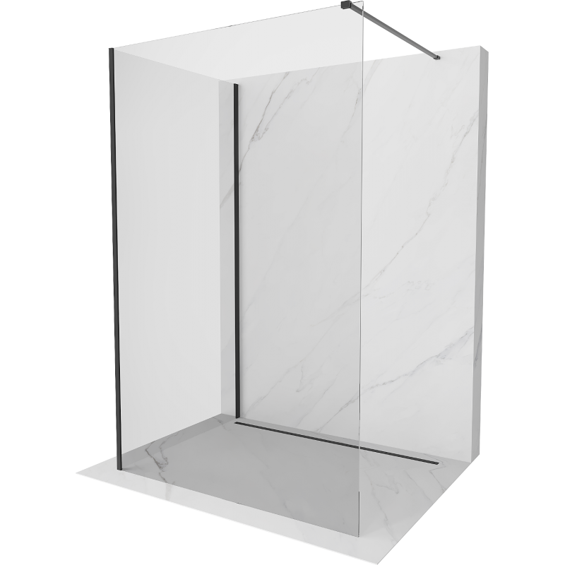 Mexen Kioto Walk-in Shower Wall 100 x 70 cm, Transparent, Black - 800-100-212-70-00-070