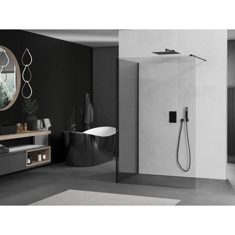 Mexen Kioto Walk-in Shower Wall 120 x 70 cm, transparent, black - 800-120-212-70-00-070