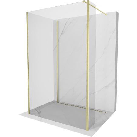 Mexen Kioto Walk-in Shower Wall 135 x 90 x 30 cm, transparent, brushed gold - 800-135-090-221-55-00-030