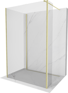 Mexen Kioto Walk-in Shower Wall 135 x 90 x 30 cm, Transparent, Brushed Gold - 800-135-090-221-55-00-030