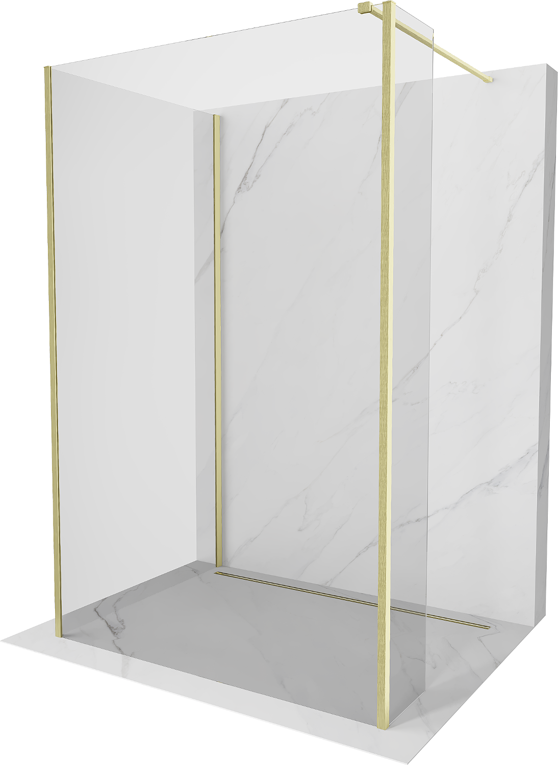 Mexen Kioto Walk-in Shower Panel 100 x 95 x 30 cm, transparent, brushed gold - 800-100-095-221-55-00-030