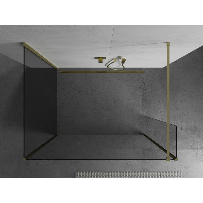 Mexen Kioto shower wall Walk-in 120 x 100 x 30 cm, transparent, brushed gold - 800-120-100-221-55-00-030