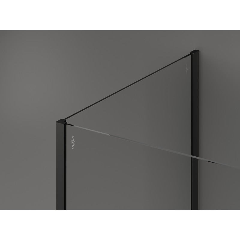 Mexen Kioto Walk-in Shower Wall 120 x 100 cm, Transparent, Black - 800-120-212-70-00-100