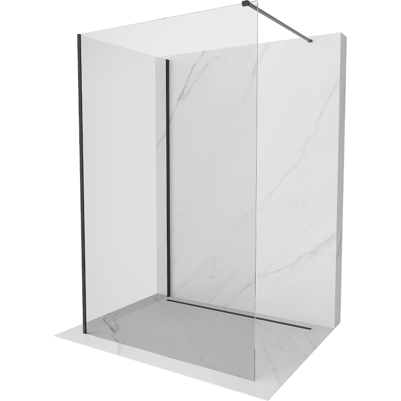 Mexen Kioto Walk-in Shower Wall 130 x 100 cm, transparent, black - 800-130-212-70-00-100