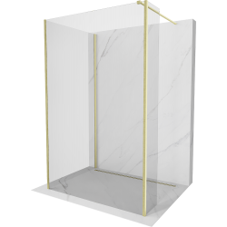 Mexen Kioto Walk-in Shower Wall 90 x 70 x 40 cm, transparent, brushed gold - 800-090-070-221-55-00-040