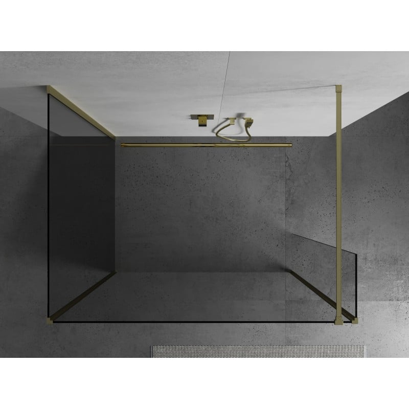 Mexen Kioto Walk-in Shower Wall 125 x 70 x 40 cm, transparent, brushed gold - 800-125-070-221-55-00-040