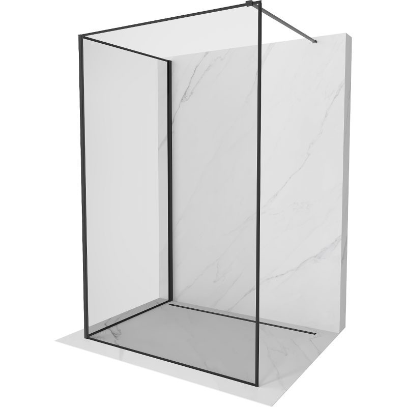 Mexen Kioto shower wall Walk-in 140 x 70 cm, black frame, black - 800-140-212-70-70-070