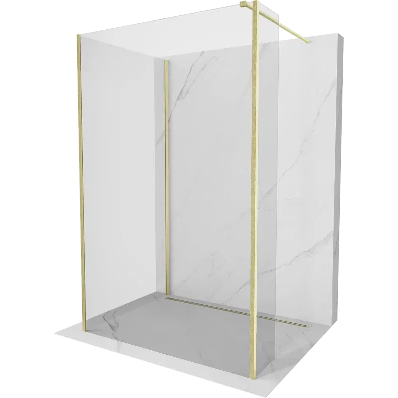 Mexen Kioto Walk-in Shower Wall 100 x 80 x 40 cm, Transparent, Brushed Gold - 800-100-080-221-55-00-040